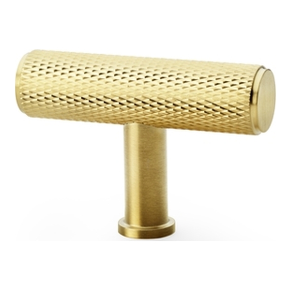 AW801-55-SBPVD • 55mm • Satin Brass • Alexander & Wilks Crispin Knurled T-Bar Cupboard Knob